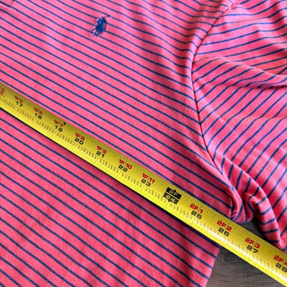Polo Ralph Lauren Performance Mens XXL Striped Polo Shirt Pink Navy Blue - Picture 5 of 8